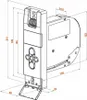 Technical drawing with dimensions of an electronic window opener. Anteprima dell’immagine prodotto