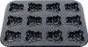 A baking pan with multiple bone-shaped molds. Voir les images du produit