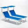 Two blue beach chairs with sunshades against a white background. Voir les images du produit