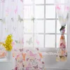 2 Stück Vorhänge Schmetterling  Blumenmuster Gardinen Voile Produktbild-Vorschau 1