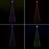 A collage of four images, each showing a different colored LED Christmas tree with a star on top, against a black background. Podgląd zdjęcia produktu