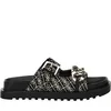 A single black Guess sandal with a patterned strap and silver buckle, shown from the side against a white background. Podgląd zdjęcia produktu