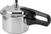 A silver pressure cooker with a black handle is shown against a white background. Produktbild-Vorschau