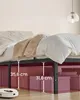 A bed frame with storage boxes underneath, showing dimensions. Náhled obrázku produktu