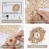 A collage of images showing the assembly process and the finished product of a ROKR 3D wooden puzzle constellation clock. Voir les images du produit