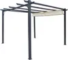 A dark grey pergola with a beige retractable canopy, shown against a white background. Produktbild-Vorschau