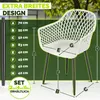 tillvex® Gartenstuhl 2er Set Wetterfest mit Armlehne Weiß | Produktbild-Vorschau 2