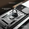 A close-up of a phone case with a ring holder and camera cover, showcasing its features. Produktbild-Vorschau
