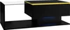 A modern black coffee table with a gold trim and a white glass top, featuring LED lighting underneath. Produktbild-Vorschau