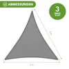 KRUMAD Sonnensegel, 3x3m, Grau, Dreieckig, UV-Schutz 95%, Produktbild-Vorschau 2
