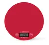 A red kitchen scale shown from a top-down angle against a white background. Náhled obrázku produktu