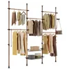 A freestanding, adjustable clothing rack with multiple shelves and hanging rods, displaying various garments and accessories. Náhľad obrázku produktu