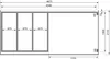 A top-down technical drawing of an outdoor sauna with dimensions indicated. Produktbild-Vorschau