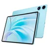 A light blue tablet is shown at an angle, with its screen displaying a time and date. Another tablet is partially visible behind it, showing its rear camera setup. Produktbild-Vorschau