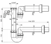Technical drawing of a plumbing trap with dimensions. Produktbild-Vorschau