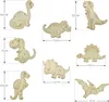 Oblique Unique Holz Dinosaurier 8er Set zum Bemalen Dinos Produktbild-Vorschau 2