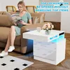 Nachttisch mit LED Licht,Weiß Hochglanz Nachtkommode mit 2 Produktbild-Vorschau 4