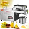 A collage showing an oil press machine, bottles of oil, seeds, and flowers. Produktbild-Vorschau