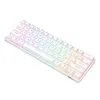 A white mechanical keyboard with RGB lighting is shown from a diagonal angle against a white background. Náhled obrázku produktu