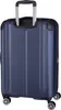 A dark blue suitcase with silver accents and wheels is shown from the back. Produktbild-Vorschau