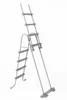A silver ladder on a white background. Produktbild-Vorschau