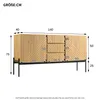 A diagram showing the dimensions of a wooden sideboard. Anteprima dell’immagine prodotto