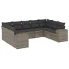 9-tlg. Garten-Sofagarnitur mit Kissen Grau Poly Rattan Produktbild-Vorschau 1