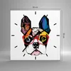 Wanduhr - Quadrat - Glasuhr - Hund Brille Bunt Bulldogge - Produktbild-Vorschau 3