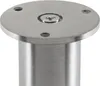A close-up view of a brushed aluminum furniture foot with a screw in the center. Produktbild-Vorschau
