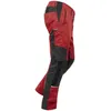 A pair of red and black work pants shown from the side. Produktbild-Vorschau