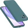 A teal phone case is shown from a diagonal angle, partially covering a smartphone. Produktbild-Vorschau