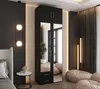 Drehtürenschrank 242x80x48 cm Schwarz mit 2 Spiegeln, Produktbild-Vorschau 1