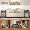 A collage of images showing a nightstand in different room settings, including a living room, bedroom, and study. Podgląd zdjęcia produktu