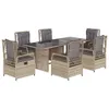 7-tlg. Garten-Essgruppe mit Kissen Beige Poly Rattan Produktbild-Vorschau 1
