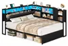 AODEMOKO Polsterbett 140 x 200 cm mit LED, Ladestation, Produktbild-Vorschau 1