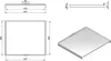 Technical drawings and a 3D render of a silver replacement lid for a trash can. Anteprima dell’immagine prodotto