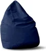 A navy blue beanbag chair is shown against a white background. Náhled obrázku produktu