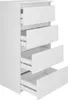 A white chest of drawers with four drawers, some of which are partially open. Produktbild-Vorschau