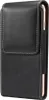A black leather phone holster with a phone partially visible inside. Produktbild-Vorschau
