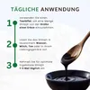 Instructions for daily use of Shilajit, showing a spoon with Shilajit dripping into a bowl. Podgląd zdjęcia produktu