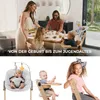 A collage of images showing a family at a dinner table and babies in high chairs and bouncers. Voir les images du produit