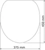A diagram showing the dimensions of a toilet seat. Produktbild-Vorschau