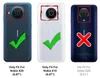Three images of phone backs with red outlines around the camera module, indicating compatibility. Two have green checkmarks, and one has a red X. Podgląd zdjęcia produktu