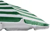 A close-up view of a green and white striped umbrella. Produktbild-Vorschau