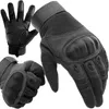 Three black tactical gloves are shown against a white background. One glove is shown from the palm side, another from the back, and a third is shown from the side. Produktbild-Vorschau