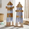 2er Set Deko Aufsteller Leuchtturm H31cm Blau Weiß Natur Produktbild-Vorschau 1