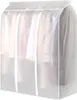 A transparent garment bag with clothes inside, on a white background. Produktbild-Vorschau