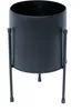 DanDiBo Sgabello per fiori con vaso in metallo nero 32 cm Anteprima dell’immagine prodotto 5