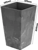 Set 3x Blumentopf H 20 / 26 / 32 cm Hohes Trapez Grau Beton Produktbild-Vorschau 2