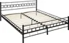 A black metal bed frame with wooden slats, shown from a diagonal angle against a white background. Voir les images du produit